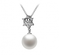 10-11mm di Perle Acqua Dolce Pendente en Neve Bianco