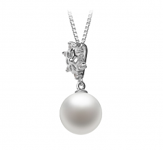 10-11mm di Perle Acqua Dolce Pendente en Neve Bianco