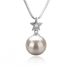 9-10mm di Perle Acqua Dolce Pendente en Star Bianco