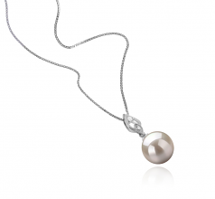 10-11mm di Perle Acqua Dolce Pendente en Frida Bianco