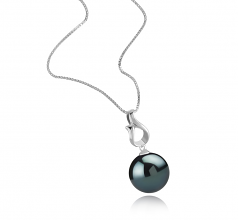 11-12mm Di Tahiti Pendente en Elin Nero