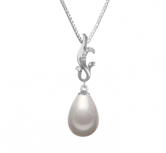 10-11mm di Perle Acqua Dolce Pendente en Mildred Bianco