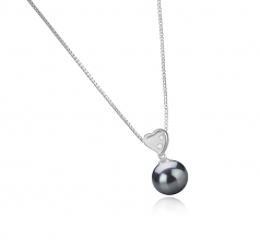 9-10mm Di Tahiti Pendente en Taima - Heart Nero