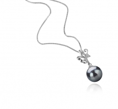 9-10mm Di Tahiti Pendente en Braith Nero