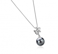 9-10mm Di Tahiti Pendente en Braith Nero