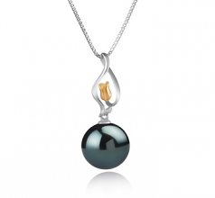 11-12mm Di Tahiti Pendente en Caresse Nero