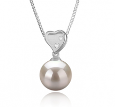 9-10mm di Perle Acqua Dolce Pendente en Taima Heart Bianco