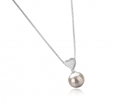 9-10mm di Perle Acqua Dolce Pendente en Taima Heart Bianco