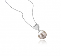 9-10mm di Perle Acqua Dolce Pendente en Taima Heart Bianco