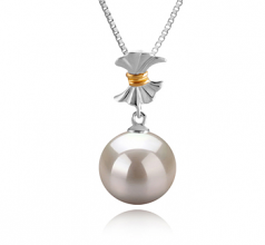 9-10mm di Perle Acqua Dolce Pendente en Belva Bianco