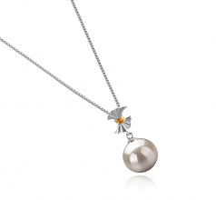 9-10mm di Perle Acqua Dolce Pendente en Belva Bianco