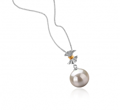 9-10mm di Perle Acqua Dolce Pendente en Belva Bianco