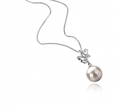 9-10mm di Perle Acqua Dolce Pendente en Braith Bianco