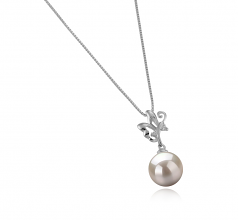 9-10mm di Perle Acqua Dolce Pendente en Braith Bianco