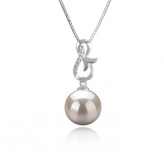 9-10mm di Perle Acqua Dolce Pendente en Hazel Bianco