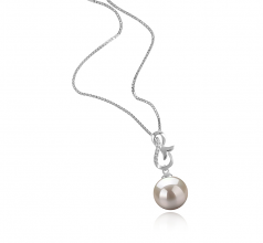 9-10mm di Perle Acqua Dolce Pendente en Hazel Bianco