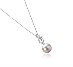 9-10mm di Perle Acqua Dolce Pendente en Hazel Bianco