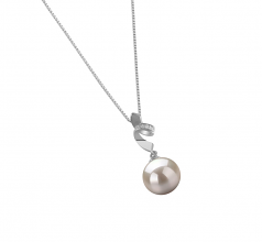 9-10mm di Perle Acqua Dolce Pendente en Winola Bianco