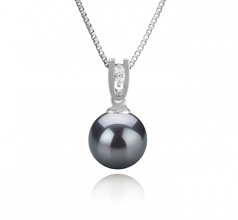 8-9mm di Perle Acqua Dolce Pendente en Nerea Nero