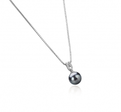 8-9mm di Perle Acqua Dolce Pendente en Nerea Nero