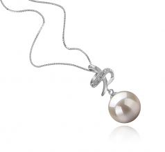 10-11mm di Perle Acqua Dolce Pendente en Bridget Bianco