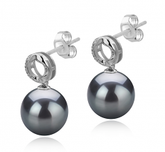 9-10mm Di Tahiti Orecchini en Shellry Nero
