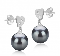 8-9mm di Perle Acqua Dolce Orecchini en Taima Nero