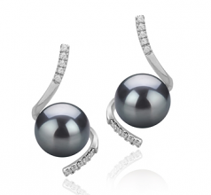 8-9mm di Perle Acqua Dolce Orecchini en Mathilde Nero