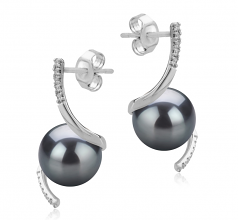 8-9mm di Perle Acqua Dolce Orecchini en Mathilde Nero