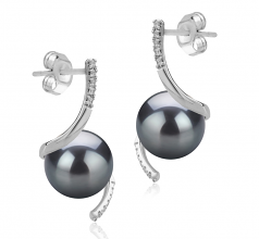 8-9mm di Perle Acqua Dolce Orecchini en Mathilde Nero