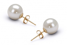 10-11mm di Perle Acqua Dolce Orecchini en Bianco