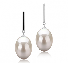 9-10mm di Perle Acqua Dolce Orecchini en Melinda Bianco