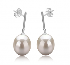 9-10mm di Perle Acqua Dolce Orecchini en Melinda Bianco