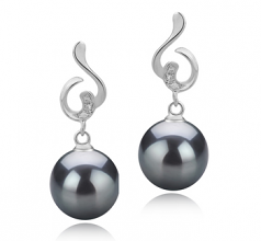 8-9mm di Perle Acqua Dolce Orecchini en Priscilla Nero