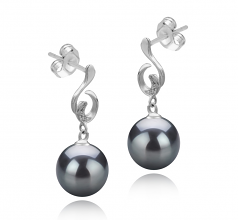8-9mm di Perle Acqua Dolce Orecchini en Priscilla Nero