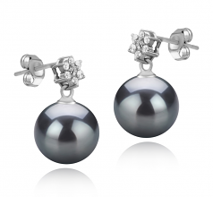 8-9mm di Perle Acqua Dolce Orecchini en Wilma Nero