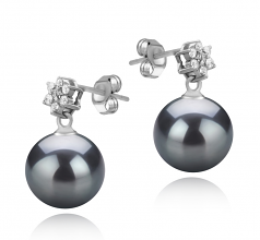 8-9mm di Perle Acqua Dolce Orecchini en Wilma Nero
