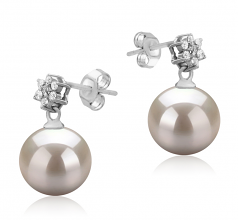 8-9mm di Perle Acqua Dolce Orecchini en Wilma Bianco