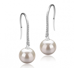 10-11mm di Perle Acqua Dolce Orecchini en Janet-Fishhook Bianco
