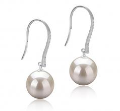 10-11mm di Perle Acqua Dolce Orecchini en Janet-Fishhook Bianco
