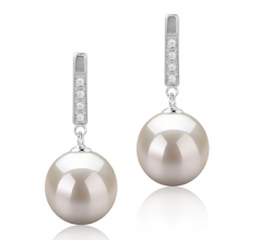 9-10mm di Perle Acqua Dolce Orecchini en Janet Bianco