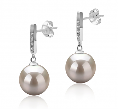 9-10mm di Perle Acqua Dolce Orecchini en Janet Bianco