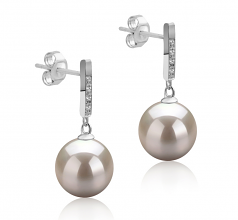 9-10mm di Perle Acqua Dolce Orecchini en Janet Bianco