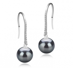 10-11mm Di Tahiti Orecchini en Janet fishhook Nero