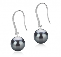 10-11mm Di Tahiti Orecchini en Janet fishhook Nero