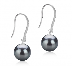 10-11mm Di Tahiti Orecchini en Janet fishhook Nero
