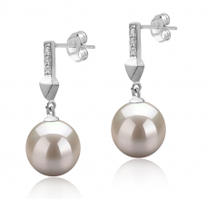 9-10mm di Perle Acqua Dolce Orecchini en Erma Bianco