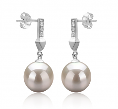 9-10mm di Perle Acqua Dolce Orecchini en Erma Bianco