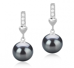 9-10mm Di Tahiti Orecchini en Erma Nero