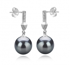 9-10mm Di Tahiti Orecchini en Erma Nero